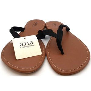 a.n.a a new approach Womens Braided Thong-Sandals Size-7 Medium Black Tan 754150